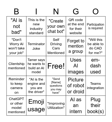 Amazing AI Meeting That We All Want To Go To Bingo Card