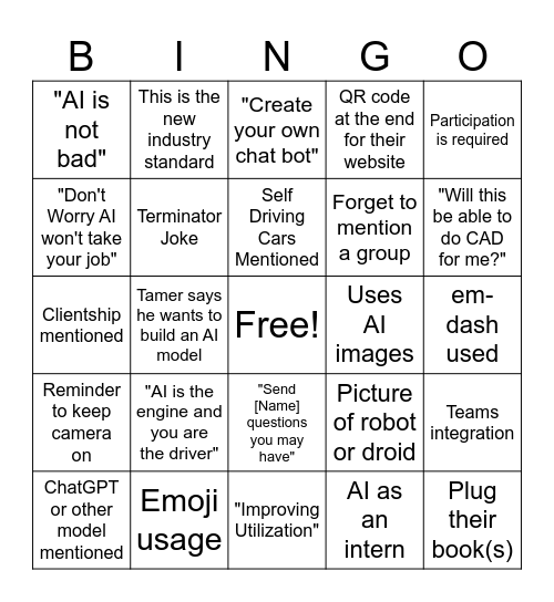 Amazing AI Meeting That We All Want To Go To Bingo Card