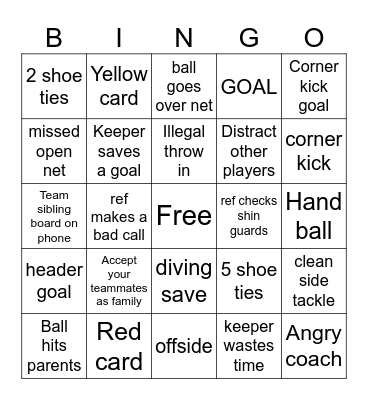Soccer Bingo Card