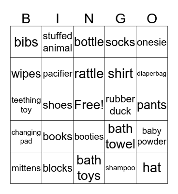 BABY BINGO Card