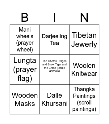 Darjeeling Bingo Card