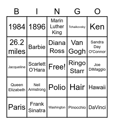 Newcomer's "History" Bingo Card