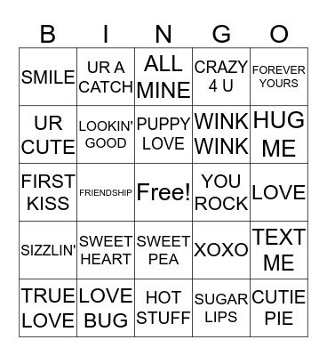 Conversation Heart  Bingo Card