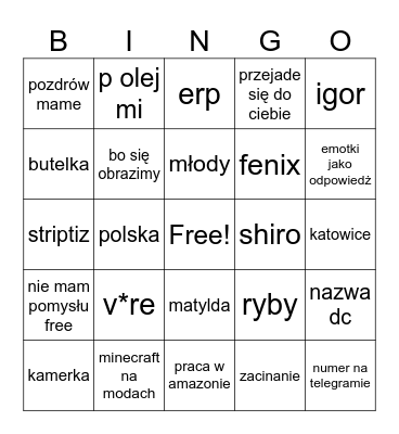 co juleczka dziś powie Bingo Card