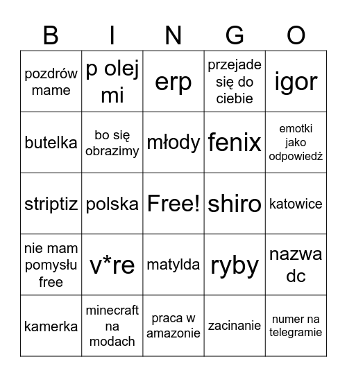co juleczka dziś powie Bingo Card