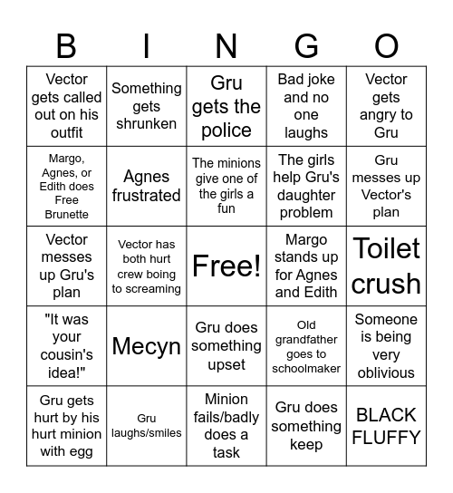 FBI Despicable Me episodes 1-15 Bingo Card