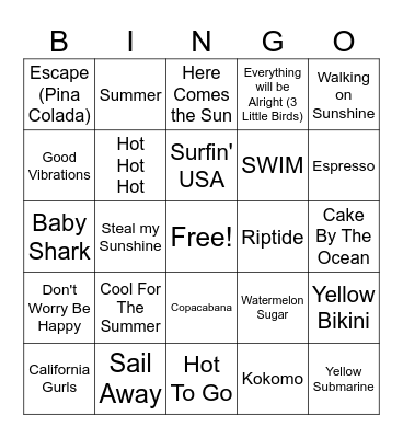 Summer Bingo Card