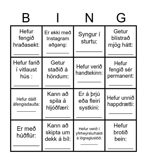 Staffaskrall 2026 Bingo Card