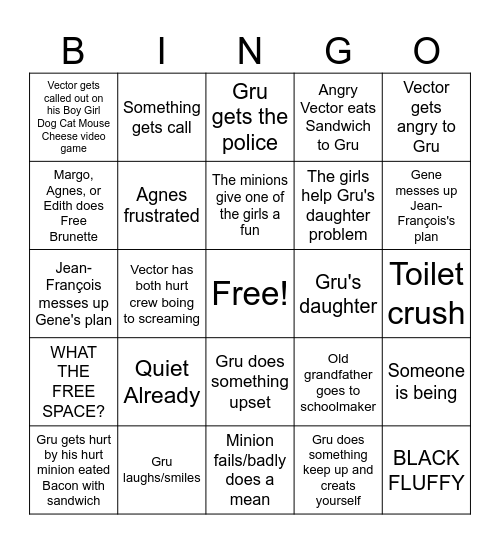 FBI Despicable Me episodes 31-45  Bingo Card