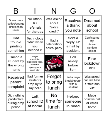 END OF THE YEAR! Bingo Card