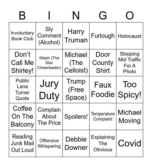 Debbie Azen Learning Caboose Bingo Card