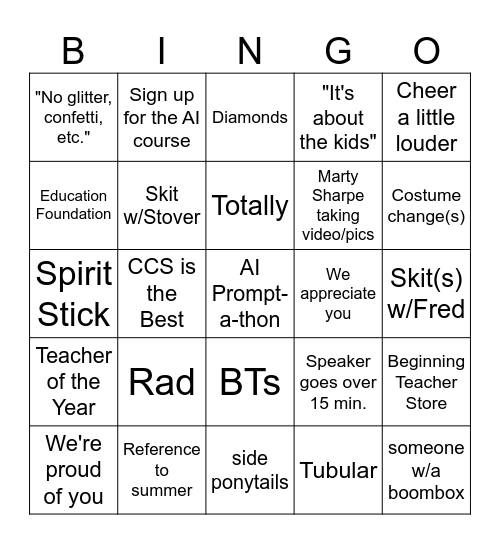 EOY Celebration BINGO Card