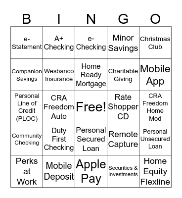Pick the Product Bingo Card