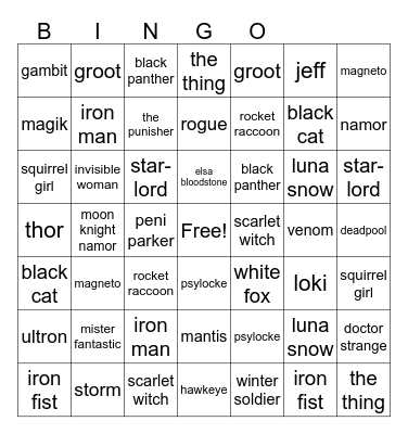 champion bingo Card