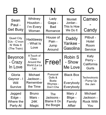 Round 5 - "Dance Your Heart Out" Bingo Card