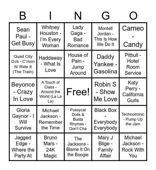Round 5 - "Dance Your Heart Out" Bingo Card