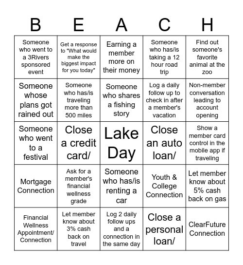 Summer Plans Bingo Card