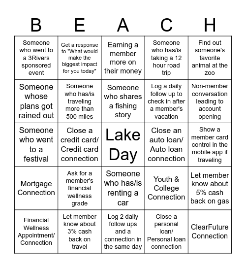 Summer Plans Bingo Card