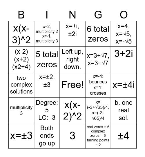 bongo Bingo Card