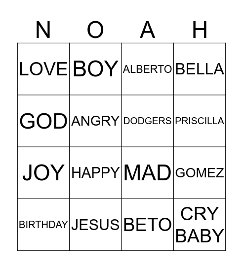Bingo Card