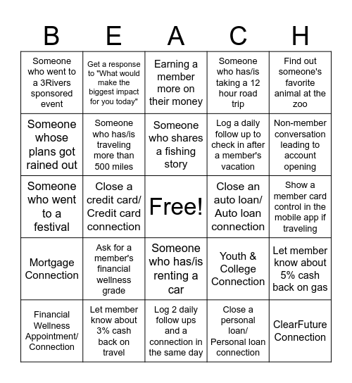 Summer Plans Bingo Card