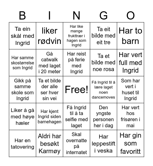 bingo bingo Card