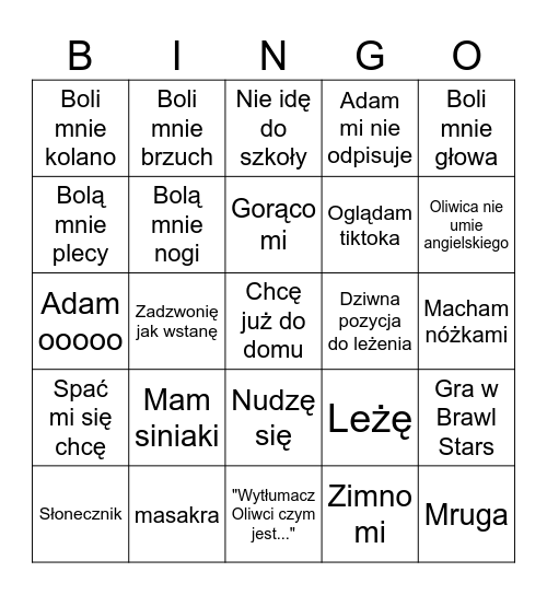 Oliwica bingo Card