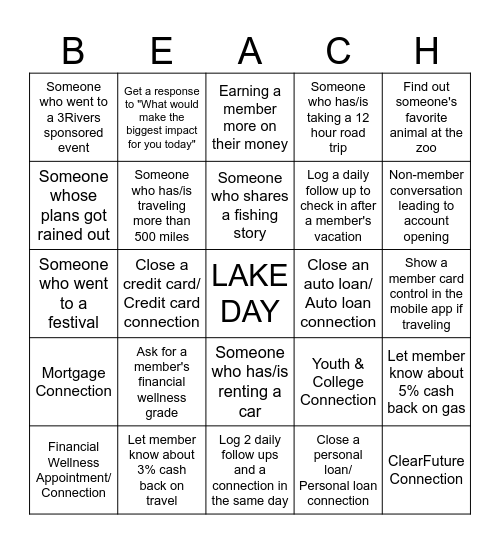 Summer Plans Bingo Card