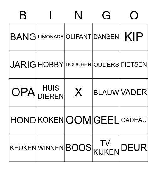 Gebarenbingo!  Bingo Card