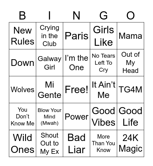 Girls Night Bingo Card