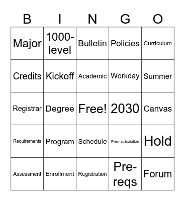 Test Bingo Card