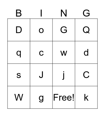 ABC Bingo Card