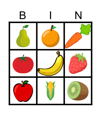 Fruits et legumes Bingo Card