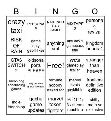 Summer Goyim Fest 2026 Bingo Card