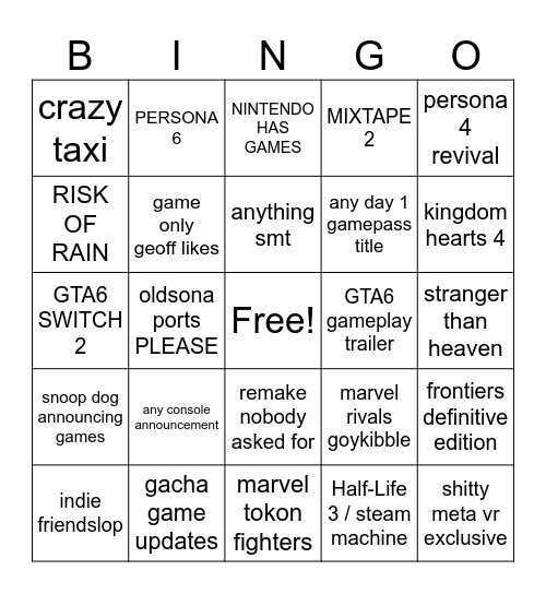 Summer Goyim Fest 2026 Bingo Card