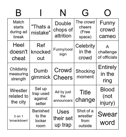 WWE Bingo Card