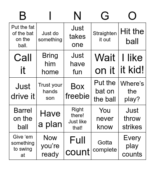 Box Baseball Bingo Card