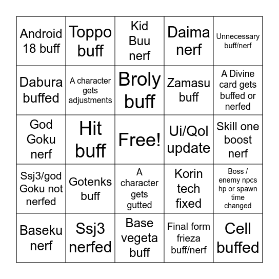Gekishin bingo Card
