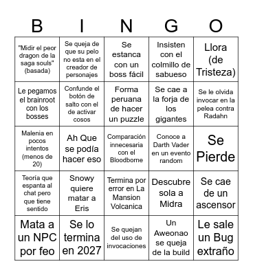 Eris en elden ring Bingo Card