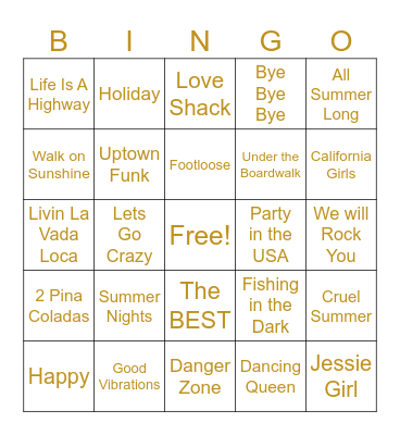 Summer Vibes 2 Bingo Card