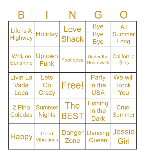 Summer Vibes 2 Bingo Card