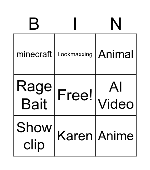 Instagram Reels Bingo Card