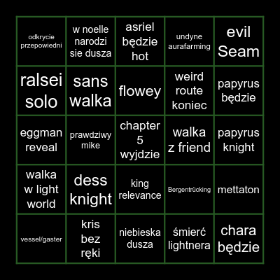 Deltarune 5 predykcje Bingo Card