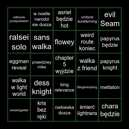 Deltarune 5 predykcje Bingo Card