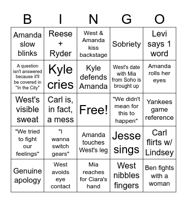 Bummer House Bingo Card