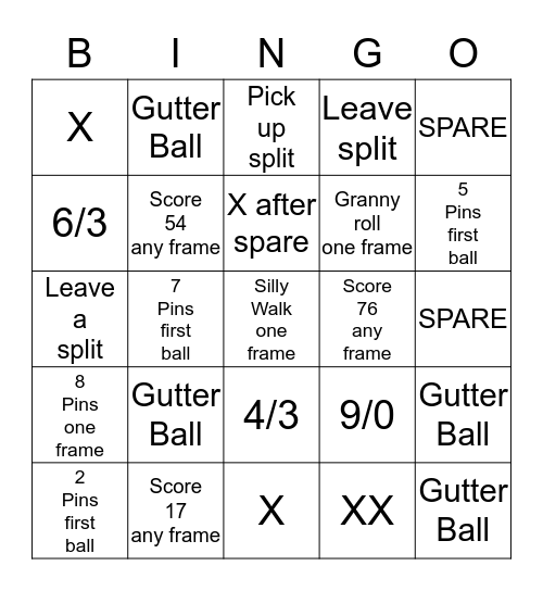 2017 BOWLING Bingo Card