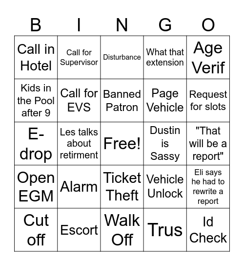 Dispatch Bingo Card