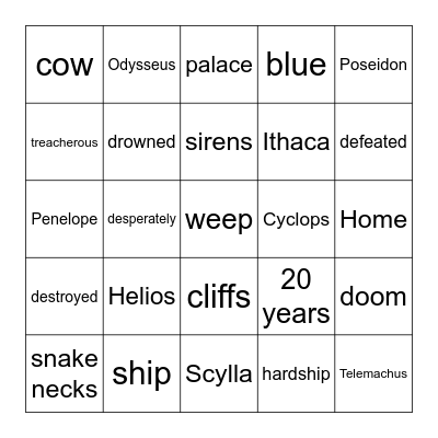 CH 3/4/5 Bingo Card
