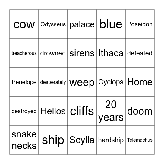 CH 3/4/5 Bingo Card