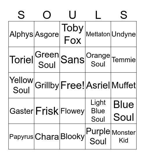 Souls Bingo Card